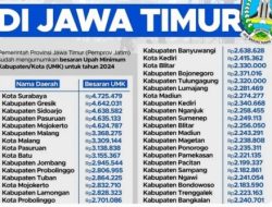 Terbaru berikut ini Rincian UMK 2025 di 38 kabupaten/kota di Jatim yang resmi diterbitkan siang ini.Surabaya masih yang tertinggi dan UMK terendah se Jawa Timur adalah Kabupaten Situbondo